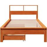  Knjižna postelja brez vzmetnice vošč. rjava 75x190 cm borovina | Shoptok.si