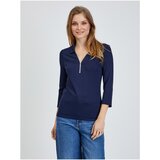 Orsay Dark blue T-shirt with three-quarter sleeves - Women cene
