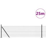 vidaXL Zavarena žičana ograda s 13 stubova s flanšem 0.6x25 m Galvanzirani čelik | shoptok.hr