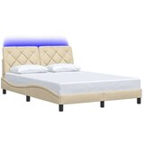  Posteljni okvir z LED brez vzmetnice krem 140x200 cm tkanina, (21791390) | Shoptok.si