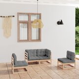 Maison Chic Seti vrtnega pohištva - Vrtna garnitura - Vrtni pohištvo set 4-delna z blazinami trdna borovina, (21821067) | Shoptok.si