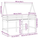  Posteljni okvir z lestvijo in streho bel 90x190 cm borovina | Shoptok.si