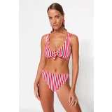 Trendyol Striped Bralette Tie High Waist Bikini Set
