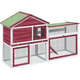  Kavez za zečeve crveni 185,5x60,5x109,5 cm od masivne borovine | shoptok.hr