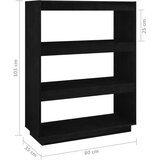 Ormarić za knjige / pregrada crni 80x35x103 cm od borovine | shoptok.hr