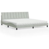 vidaXL Postelja z vzmetnico svetlo siva 200x200 cm žamet Cene