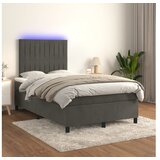 Box spring postelja z vzmetnico LED temno siva 120x200 cm žamet | Shoptok.si