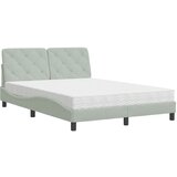  The Living Store Postelja z vzmetnico svetlo siv 140x190 cm žamet - Postelja, (21488570) | Shoptok.si