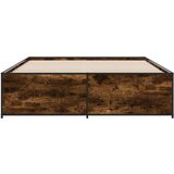 vidaXL Posteljni okvir dimljeni hrast 160x200 cm inž. les in kovina, (21128138) | Shoptok.si
