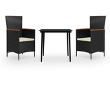  3-dijelni vrtni blagovaonski set s jastucima crni | shoptok.hr
