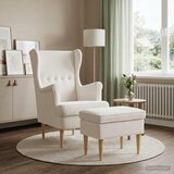  Fotelja s footstoolom 2 kom. Krem Bouclé | shoptok.hr