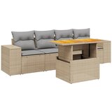 Maison Chic Seti vrtnega pohištva - Vrtna garnitura - Vrtni pohištvo set 5-delna z blazinami bež poli ratan, (21815875) | Shoptok.si