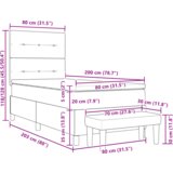 vidaXL Box Spring Krevet s Madracem i Klupom Tamno Sivi 80x200 cm Baršun | shoptok.hr