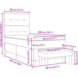 vidaXL Box Spring postelja z ležiščem in klopjo temno siva 80x200 cm žamet | Shoptok.si