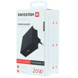 Swissten punjač za AC220/USB-C, 3A, 20W, crni | shoptok.hr