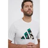 Adidas Kratka majica za vadbo Train Essentials Seasonal Logo bela barva
