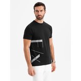 Ombre Men's cotton jersey T-shirt with large side lettering - black | shoptok.hr