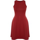 Trendyol Curve Red Stitch Detail Mini Knitted Dress Cene