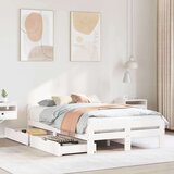vidaXL Posteljni okvir brez vzmetnice bel 120x190 cm trdna borovina | Shoptok.si