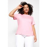 Trendyol Curve Plus Size T-Shirt - Pink - Regular fit Cene