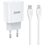 Superior Kucni punjac za iPhone CO-DC55 Fast PD 20w 3A type C na lightning beli Cene