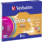 Verbatim 1x5 DVD-R 4,7GB Colour 16x Speed, Slim Case Cijene