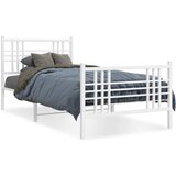  The Living Store Kovinski posteljni okvir z vzglavjem in vznožjem bel 90x200 cm - Posteljni Okvir, (21446243) | Shoptok.si