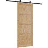  Klizna vrata Prirodna i crna 86 x 211 cm Masivna borovina | shoptok.hr