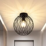 Nettlife Industrijska stropna svetilka Črna Vintage Okrogla Svetilka za Hodnik E27 1 Žarnica Retro Kovinska, (22111252) | Shoptok.si