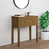 vidaXL Konzolna mizica medeno rjava 70x35x75 cm trdna borovina Cene