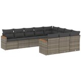  The Living Store Vrtna sedežna garnitura 10-delna z blazinami siv poli ratan - Vrtna Sedežna Garniture, (21452497) | Shoptok.si