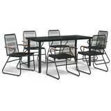  7-dijelni vrtni blagovaonski set od PVC ratana crni | shoptok.hr