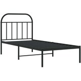 vidaXL Kovinski posteljni okvir z vzglavjem črn 90x200 cm | Shoptok.si