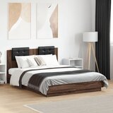  Okvir kreveta s uzglavljem LED boja smeđeg hrasta 135 x 190 cm | shoptok.hr
