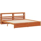  Krevetna konstrukcija s policom Vosak smeđa 200 x 200 cm | shoptok.hr