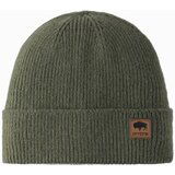 Ombre Men's knitted beanie cap with patch - olive | ePonuda.com