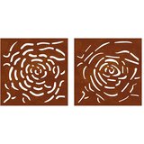  Vrtni zidni ukrasi 2 kom 55 x 55 cm čelik COR-TEN uzorak ruže | shoptok.hr
