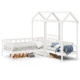  The Living Store Dnevna postelja s klopjo in streho bela 90x190cm trdna borovina - Dnevna Postelja S Klopjo, (21495674) | Shoptok.si