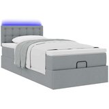 vidaXL Otomanski posteljni okvir z vzmetnico siv 90x190 cm blago | Shoptok.si