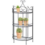 Esschert Design Črno kovinsko polkrožno zložljivo stojalo za rože | Shoptok.si