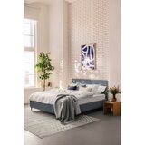 Bonami Selection Plavi tapecirani bračni krevet s madracem/letvičastim okvirom 180x200 cm Noira Slim - | shoptok.hr