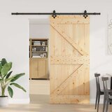 vidaXL Drsna vrata s kompletom vodil 80x210 cm trdna borovina | Shoptok.si