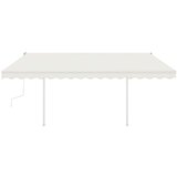 vidaXL Tenda na ručno uvlačenje sa stupovima 4 5 x 3 m krem | shoptok.hr
