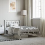 Maison Chic Kovinski Posteljni okvir - Enojna postelja - Postelja za odrasle z vzglavjem in vznožjem bel 100x190 cm, (21695796) | Shoptok.si