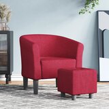  Fotelja s tabureom crvena boja vina od tkanine | shoptok.hr