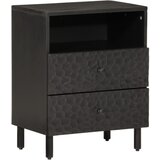 Furnova Nočna omarica črna 50x33x60 cm trden mangov les, (21926611) | Shoptok.si