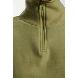 Trendyol Khaki Parachute Detail Polo Collar Zippered Stopper Fleece Crop Knitted Sweatshirt | Shoptok.si