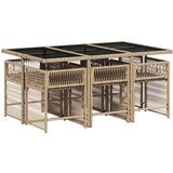  7-dijelni vrtni blagovaonski set od poliratana s jastucima bež | shoptok.hr