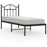  The Living Store Kovinski posteljni okvir z vzglavjem črn 75x190 cm - Posteljni Okvir, (21450023) | Shoptok.si