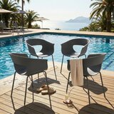  Set 4 ergonomske vrtne stolice s naslonima za ruke otporne na vremenske uvjete i hrđu tamno sive | shoptok.hr